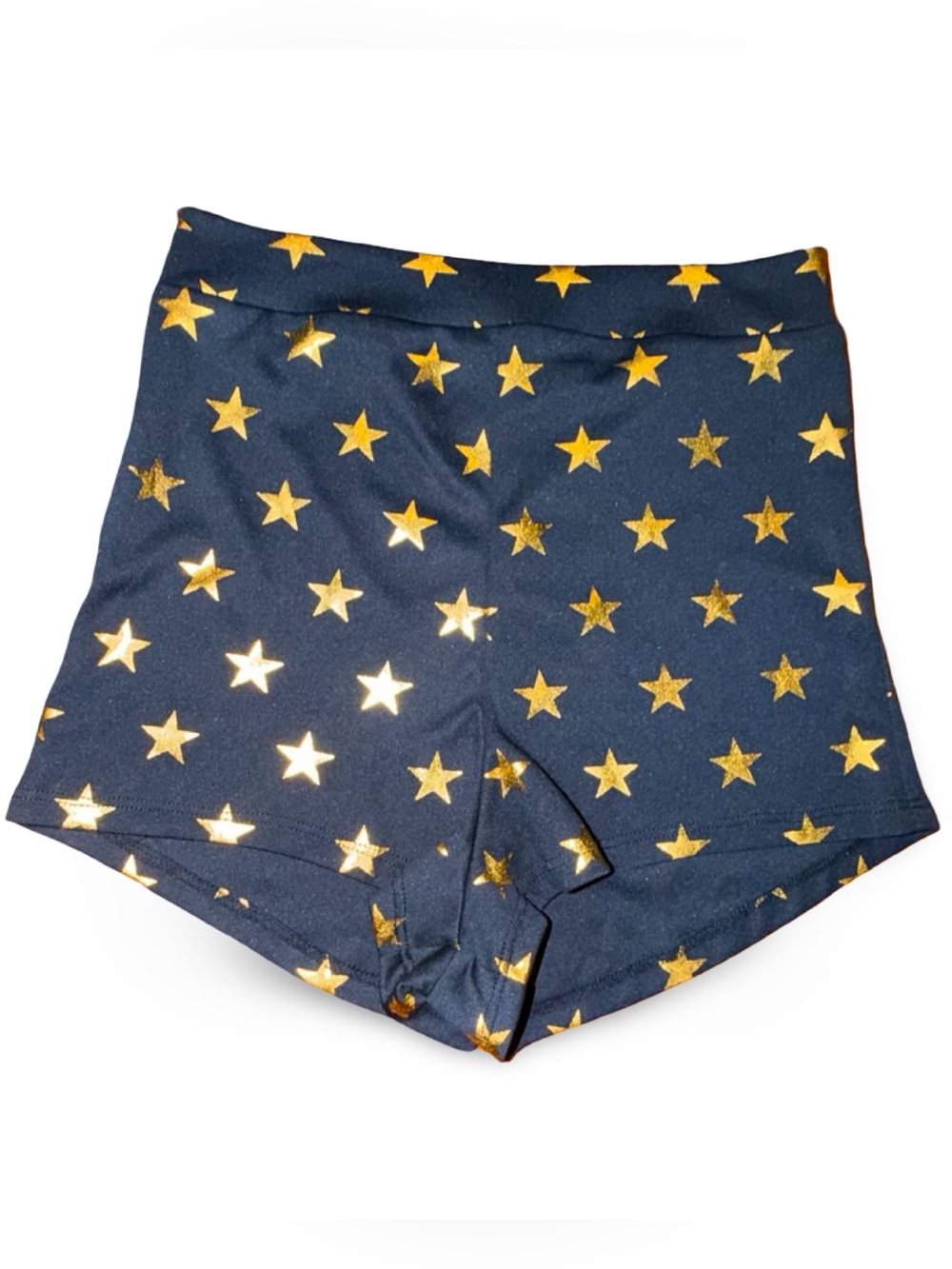 Dreamgirl Gold Metallic Foil Star Print Booty Shorts/Rave Dance Shorts NWOT, S/M